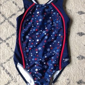 Speedo Girls' Swimsuit One Piece Thick Strap Racer Back Printed | Size 12